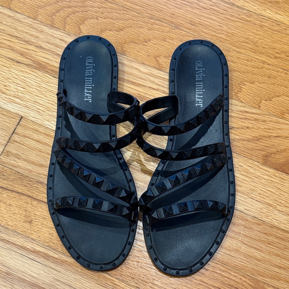 Olivia Miller Black Studded Sandals